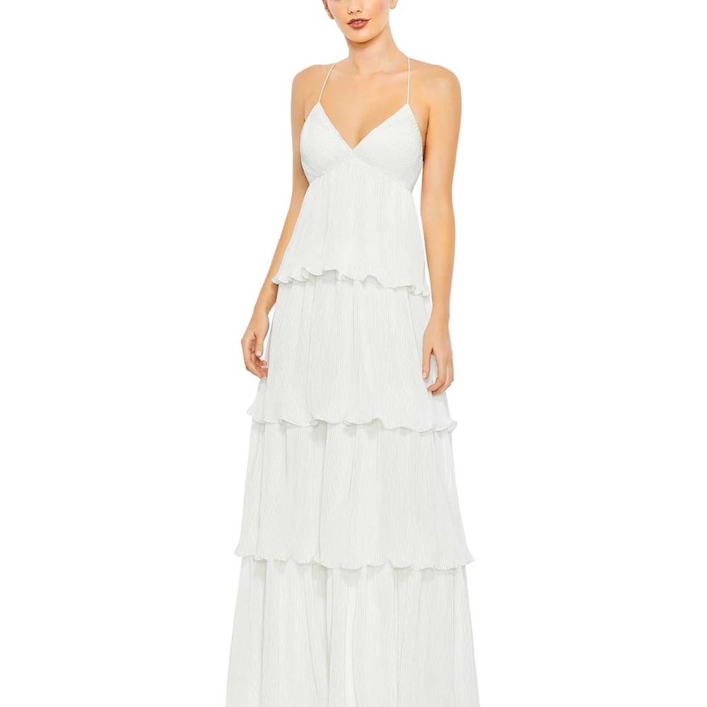 NWT, sizes 10 & 12, $258 retail Ieena for Mac Duggal Tiered Ribbed Dress #49083